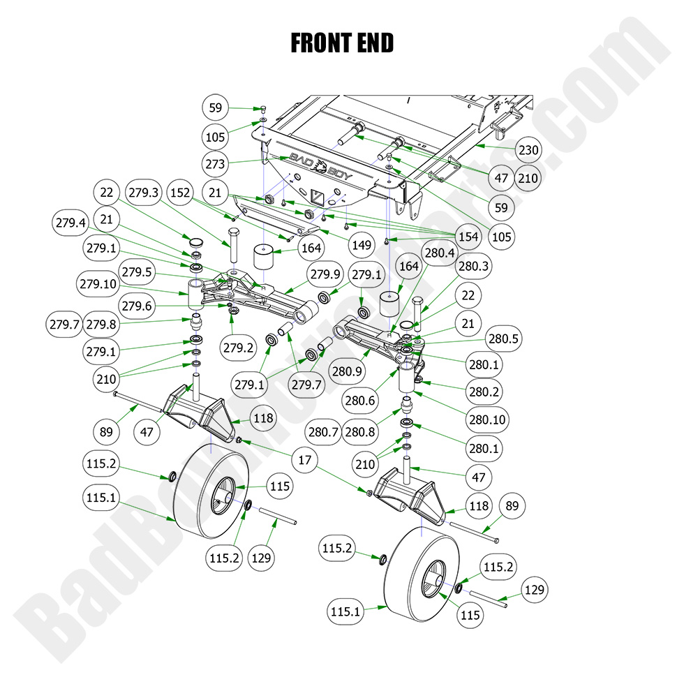 3186 - Bad Boy Mower Parts Lookup > 2023 > Renegade - Gas > Front End